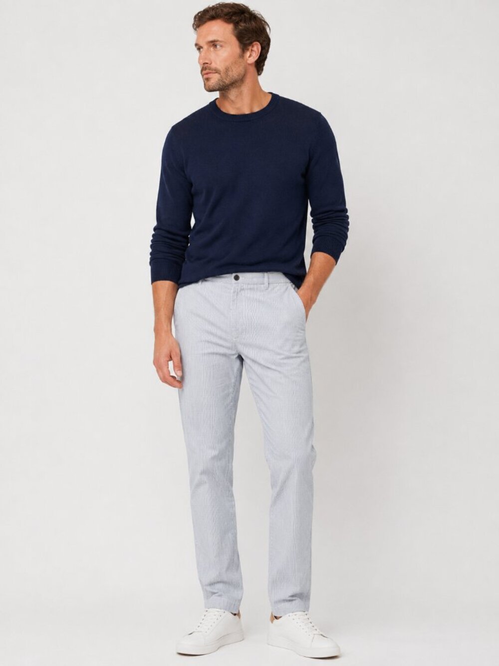 Dockers Field Khaki Blue White Micro Stripe Seersucker Straight Pants Mens 36x32